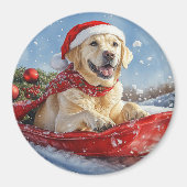 Labrador Hund in Sledge Let it Snow Christmas Magnet (Vorne)
