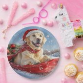 Labrador Hund in Sledge Let it Snow Christmas Pappteller (Party)