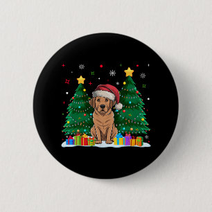 Labrador Hund liebt Weihnachtsmannmütze Ugly Chris Button