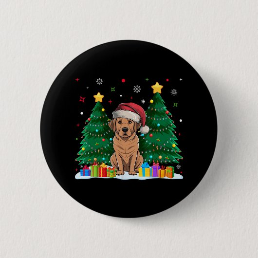 Labrador Hund liebt Weihnachtsmannmütze Ugly Chris Button (Vorderseite)