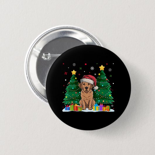 Labrador Hund liebt Weihnachtsmannmütze Ugly Chris Button (Vorne & Hinten)