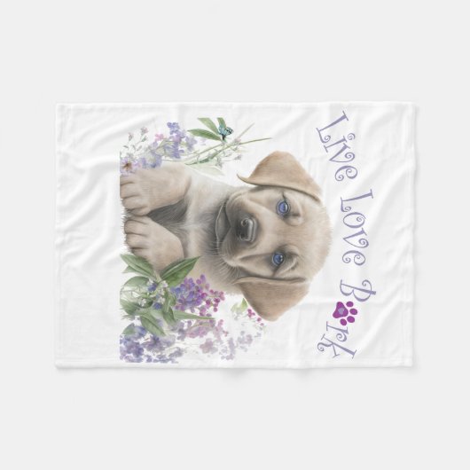 Labrador Hund Mama Floral Fleecedecke (Vorderseite (Horizontal))