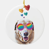 Labrador Hund mit HerzValentinstag Keramik Ornament (Hinten)