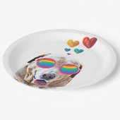 Labrador Hund mit HerzValentinstag Pappteller (Schrägansicht)