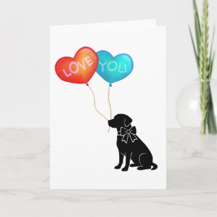 Labrador-Hund mit ICH LIEBE DICH-Ballons Karte