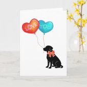Labrador Hund mit LIEBE DU Balloons Karte (Gelbe Blume)