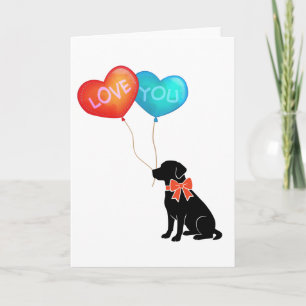 Labrador Hund mit LIEBE DU Balloons Karte