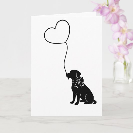 Labrador Hund mit Liebe Herzballon Karte (Orchidee)