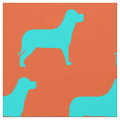 Labrador Hund Orange und Aquamarines Muster Stoff (Nahaufnahme)
