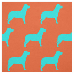 Labrador Hund Orange und Aquamarines Muster Stoff