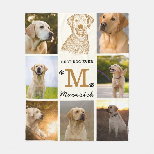 Labrador Hund Personalisiert Fleecedecke (Vorderseite)