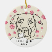 Labrador Hund Personalisiert Hand Zeichnend Kerami Keramik Ornament (Vorne)