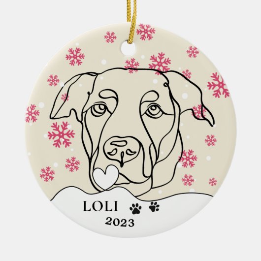 Labrador Hund Personalisiert Hand Zeichnend Kerami Keramik Ornament (Vorne)
