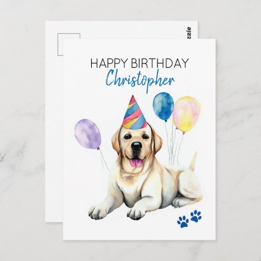 Labrador Hund Personalisiert Happy Birthday Postkarte (Vorne/Hinten)
