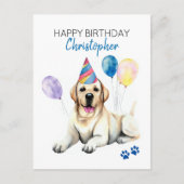 Labrador Hund Personalisiert Happy Birthday Postkarte (Vorderseite)