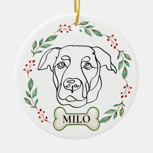 Labrador Hund Personalisiert Weihnachtsgeschenk Keramik Ornament (Vorne)