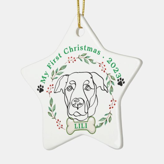 Labrador Hund Personalisiert Weihnachtsgeschenk Keramik Ornament (Links)