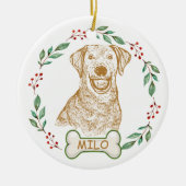 Labrador Hund Personalisiert Zeichnend Hand Keramik Ornament (Vorne)