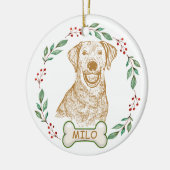 Labrador Hund Personalisiert Zeichnend Hand Keramik Ornament (Links)