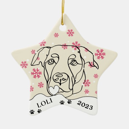 Labrador Hund Personalisiert Zeichnend Hand Keramik Ornament (Vorne)