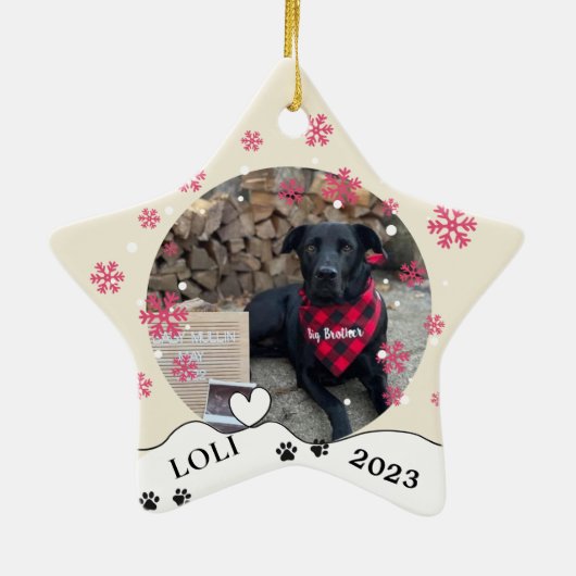 Labrador Hund Personalisiert Zeichnend Hand Keramik Ornament (Hinten)