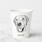 Labrador Hund Personalisiert Zeichnend Hand Pappbecher (Rückseite)