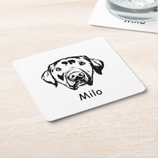 Labrador Hund Personalisiert Zeichnend Hand Rechteckiger Pappuntersetzer (angewinkelt)