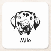Labrador Hund Personalisiert Zeichnend Hand Rechteckiger Pappuntersetzer (Vorderseite)