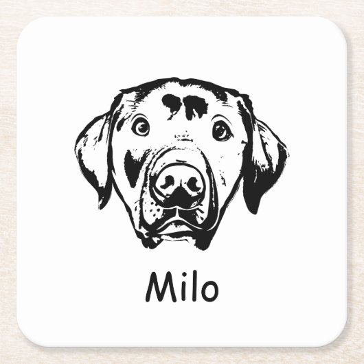 Labrador Hund Personalisiert Zeichnend Hand Rechteckiger Pappuntersetzer (Vorderseite)