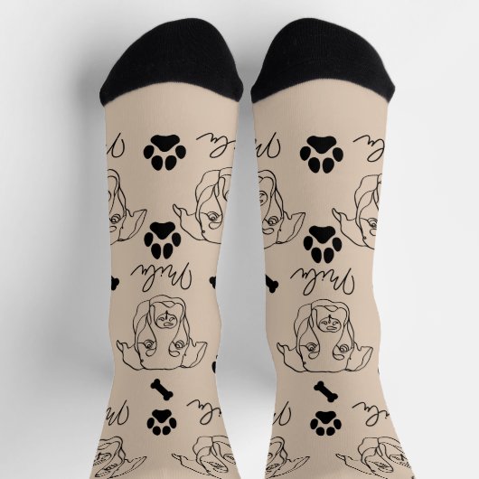 Labrador Hund Personalisiert Zeichnend Hand Socken (Oben)