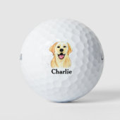 Labrador Hund Retriever Niedliches Puppy Monogramm Golfball (Vorderseite)