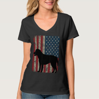 Labrador Hund Silhouette Vintag American Flag 4. T-Shirt