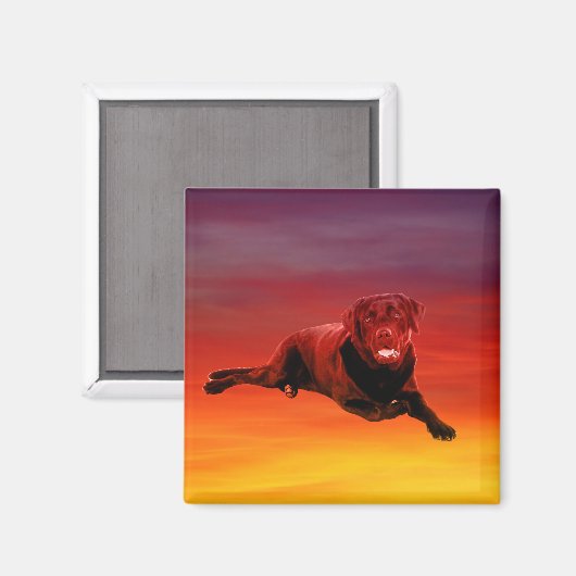 Labrador Hund sitzend am Strand Magnet (Vorderseite/Rückseite)