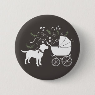 Labrador Hund Thema Babydusche Geschlecht neutral Button