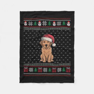 Labrador Hund Tragen Weihnachtsmannmütze Ugly Xmas Fleecedecke