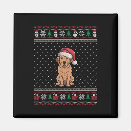 Labrador Hund Tragen Weihnachtsmannmütze Ugly Xmas Magnet (Vorne)