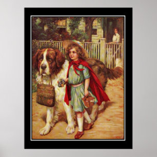 Labrador-Hund und Mädchen Vintage-Plakat Poster