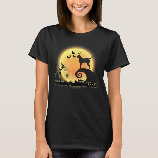 Labrador Hund und Mond Beängstigende Halloween-Kos T-Shirt (Vorderseite)