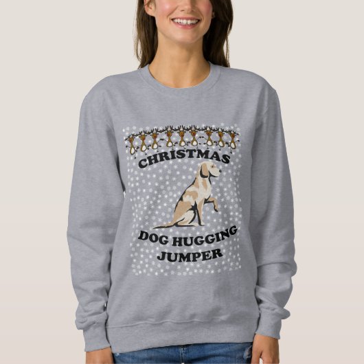 Labrador Hund Weihnachts-Hund umarmt Sweatshirt (Vorderseite)