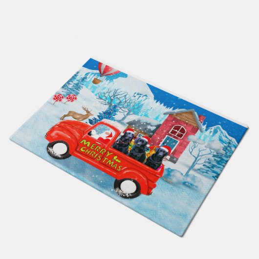 Labrador Hund Weihnachts-LKW Schnee Fußmatte (Schrägansicht)