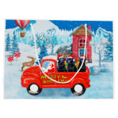 Labrador Hund Weihnachts-LKW Schnee Große Geschenktüte (Rückseite)