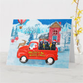 Labrador Hund Weihnachts-LKW Schnee Karte (Gelbe Blume)