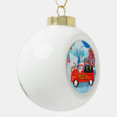 Labrador Hund Weihnachts-LKW Schnee Keramik Kugel-Ornament (Links)