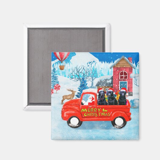 Labrador Hund Weihnachts-LKW Schnee Magnet (Vorderseite/Rückseite)