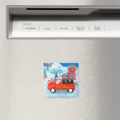 Labrador Hund Weihnachts-LKW Schnee Magnet (In Situ (Geschirrspüler))