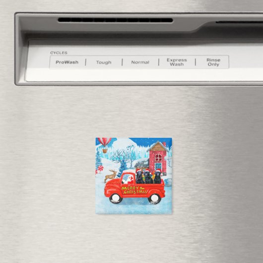 Labrador Hund Weihnachts-LKW Schnee Magnet (In Situ (Geschirrspüler))