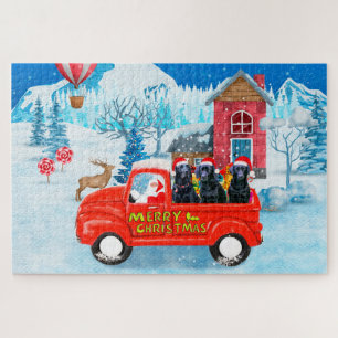 Labrador Hund Weihnachts-LKW Schnee Puzzle