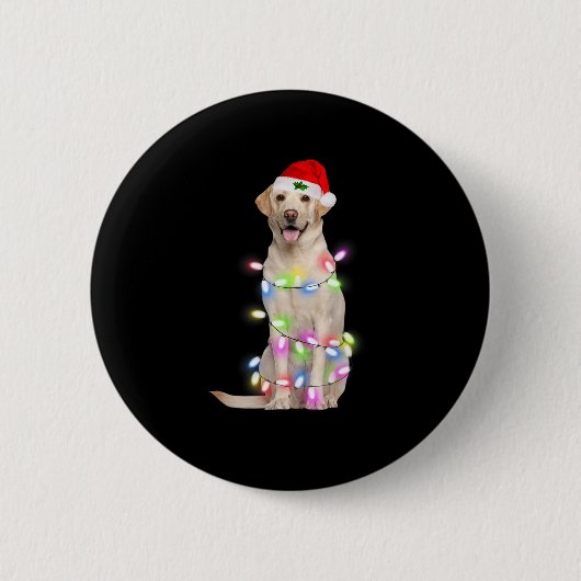 Labrador Hund Weihnachtsbaum Lichter Weihnachten W Button (Vorderseite)