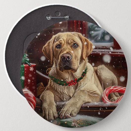 Labrador Hund Weihnachtsfest Button (Vorne & Hinten)