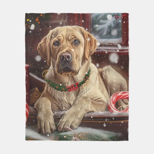 Labrador Hund Weihnachtsfest Fleecedecke (Vorderseite)